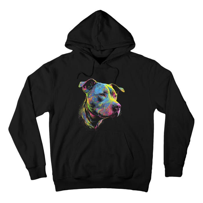 Pit Bull Mom Dog Lover Colorful Artistic Pitbull Owner Tall Hoodie