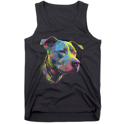 Pit Bull Mom Dog Lover Colorful Artistic Pitbull Owner Tank Top