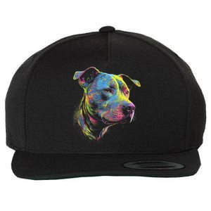 Pit Bull Mom Dog Lover Colorful Artistic Pitbull Owner Wool Snapback Cap