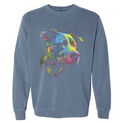 Pit Bull Mom Dog Lover Colorful Artistic Pitbull Owner Garment-Dyed Sweatshirt