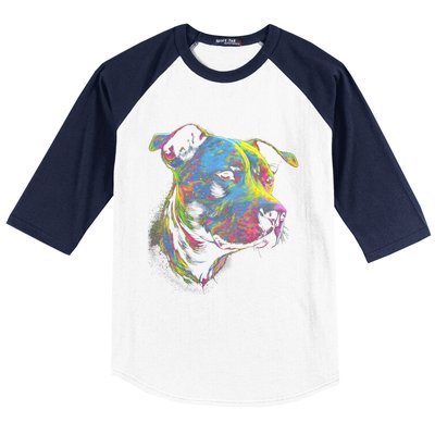 Pit Bull Mom Dog Lover Colorful Artistic Pitbull Owner Baseball Sleeve Shirt