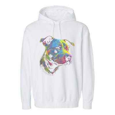 Pit Bull Mom Dog Lover Colorful Artistic Pitbull Owner Garment-Dyed Fleece Hoodie