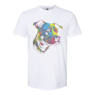 Pit Bull Mom Dog Lover Colorful Artistic Pitbull Owner Softstyle CVC T-Shirt