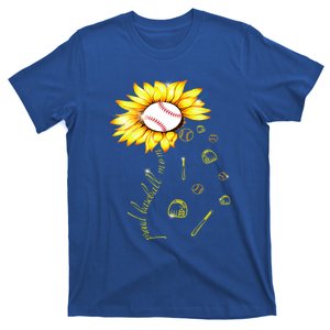 Proud Baseball Mom Sunflower Funny Gift Cute Flower Ball Gift T-Shirt