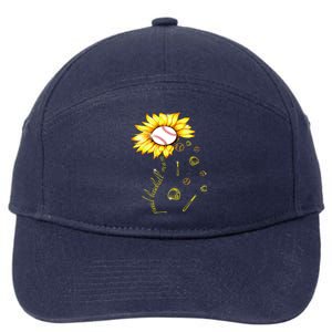 Proud Baseball Mom Sunflower Funny Gift Cute Flower Ball Gift 7-Panel Snapback Hat