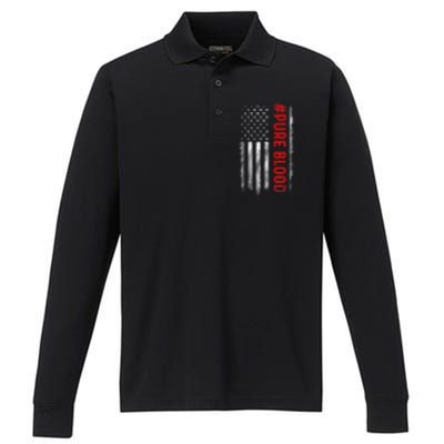 Pure Blood Movement #Pureblood Freedom Design Performance Long Sleeve Polo