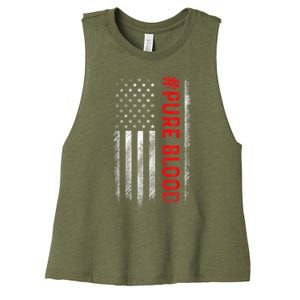 Pure Blood Movement #Pureblood Freedom Design Women's Racerback Cropped Tank