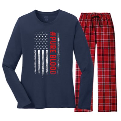 Pure Blood Movement #Pureblood Freedom Design Women's Long Sleeve Flannel Pajama Set 