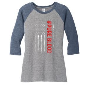 Pure Blood Movement #Pureblood Freedom Design Women's Tri-Blend 3/4-Sleeve Raglan Shirt