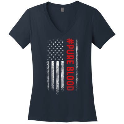 Pure Blood Movement #Pureblood Freedom Design Women's V-Neck T-Shirt