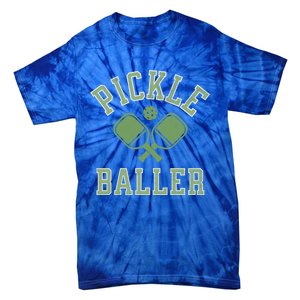 Pickle Baller Meaningful Gift Distressed Retro Athletic Pickleball Gift Tie-Dye T-Shirt