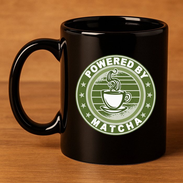 Powered By Matcha Japanese Green Tea 11oz C Handle Ceramic Mug