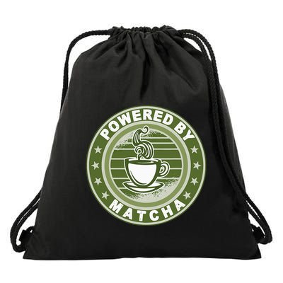 Powered By Matcha Japanese Green Tea Drawstring Bag