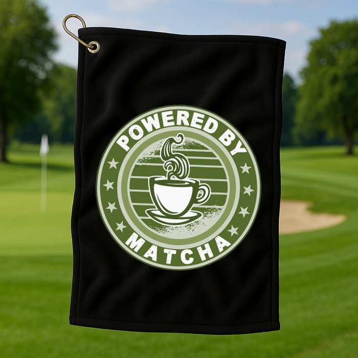 Powered By Matcha Japanese Green Tea Golf Towel