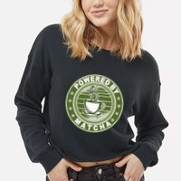 Powered By Matcha Japanese Green Tea Cropped Pullover Crew