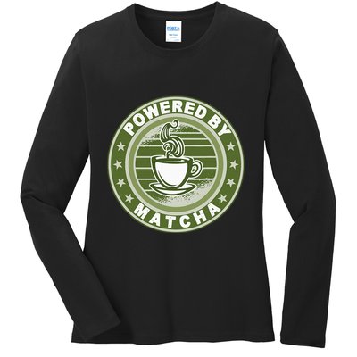 Powered By Matcha Japanese Green Tea Ladies Long Sleeve Shirt