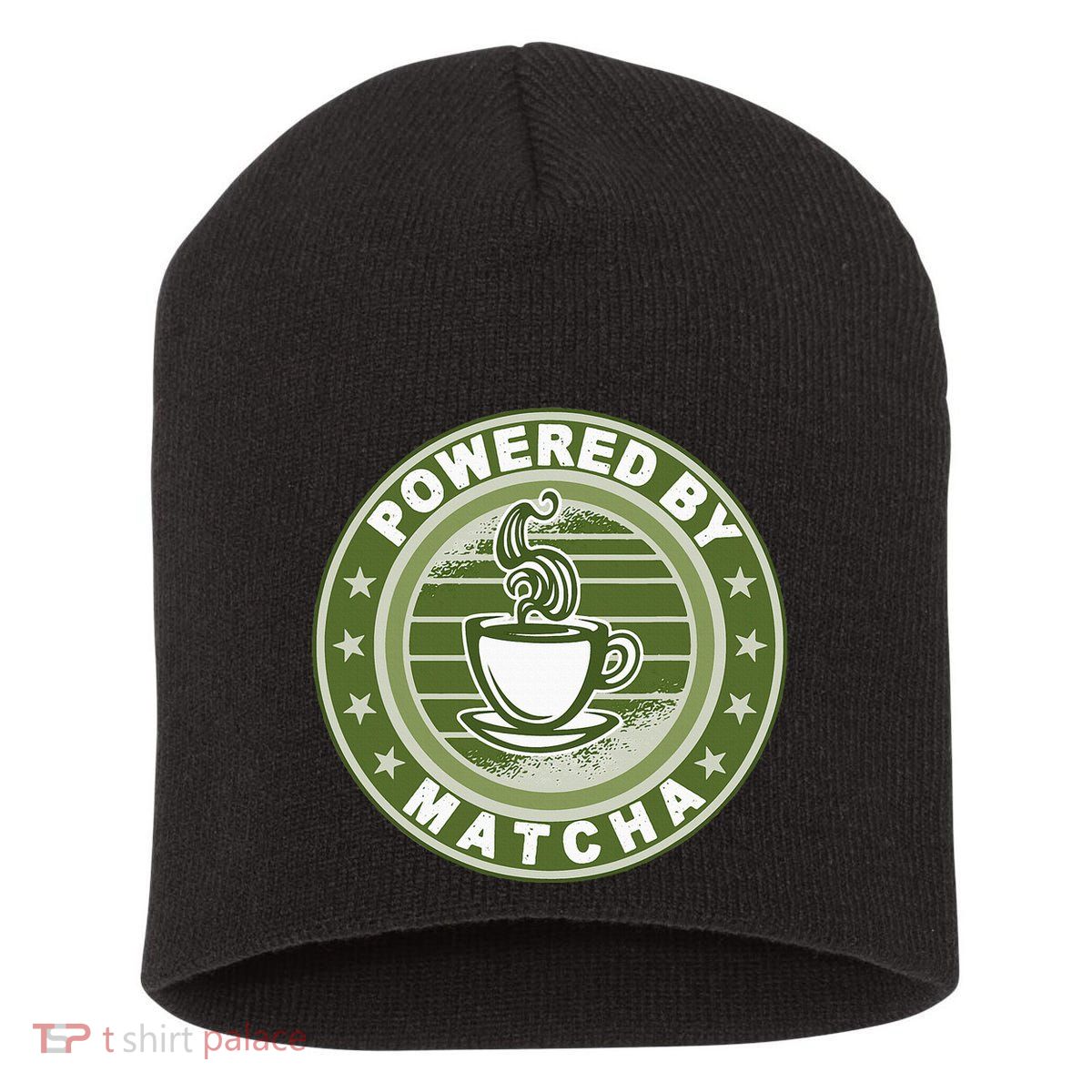Powered By Matcha Japanese Green Tea Short Acrylic Beanie