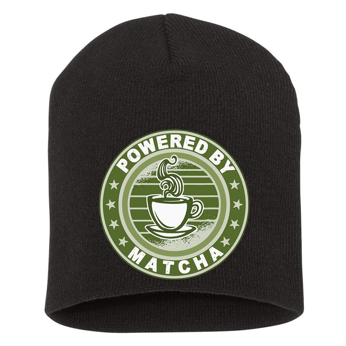 Powered By Matcha Japanese Green Tea Short Acrylic Beanie