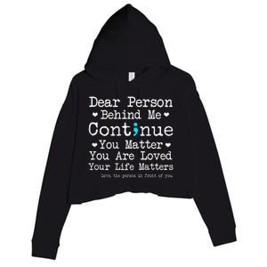 Person Behind Me Suicide Prevention & Depression Awareness Crop Fleece Hoodie