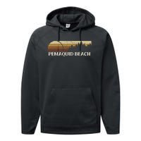 Pemaquid Beach Me Vintage Evergreen Sunset Eighties Retro Performance Fleece Hoodie