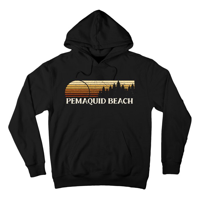 Pemaquid Beach Me Vintage Evergreen Sunset Eighties Retro Hoodie