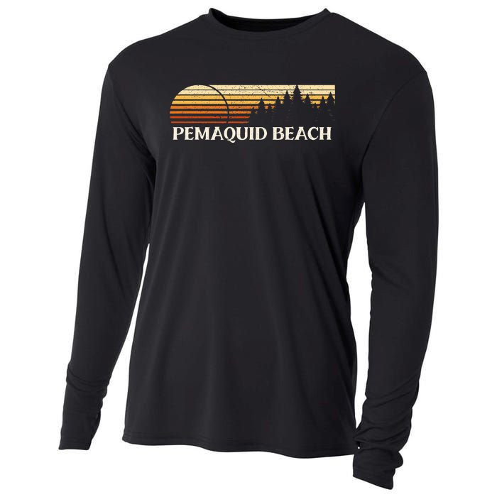 Pemaquid Beach Me Vintage Evergreen Sunset Eighties Retro Cooling Performance Long Sleeve Crew