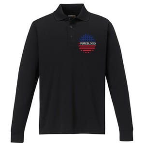 Pure Blood Movet #Pureblood Freedom Flag Gift Performance Long Sleeve Polo