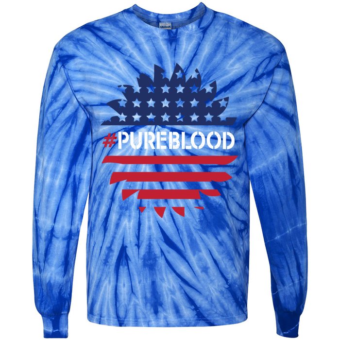 Pure Blood Movet #Pureblood Freedom Flag Gift Tie-Dye Long Sleeve Shirt