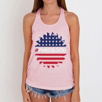 Pure Blood Movet #Pureblood Freedom Flag Gift Women's Knotted Racerback Tank