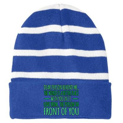 Person Behind Me Tal Health Awareness Supporter Graphic Gift Striped Beanie with Solid Band