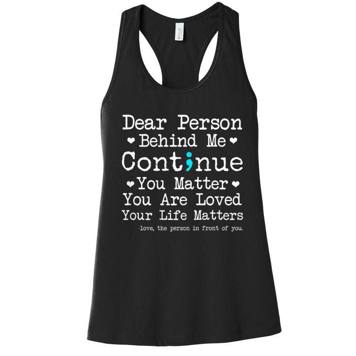 Person Behind Me Suicide Prevention & Depression Awareness Women's Racerback Tank