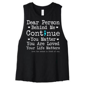 Person Behind Me Suicide Prevention & Depression Awareness Women's Racerback Cropped Tank