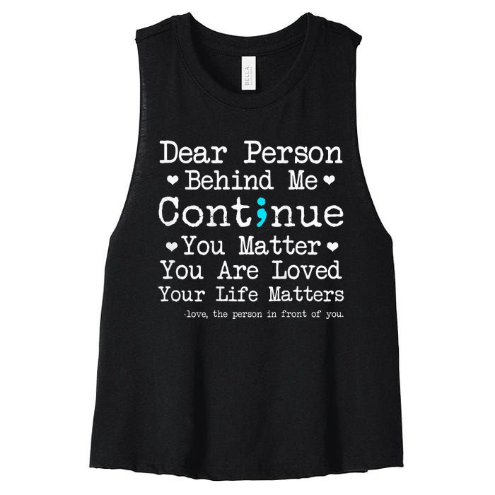 Person Behind Me Suicide Prevention & Depression Awareness Women's Racerback Cropped Tank