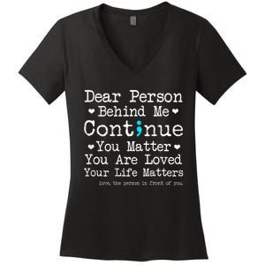 Person Behind Me Suicide Prevention & Depression Awareness Women's V-Neck T-Shirt