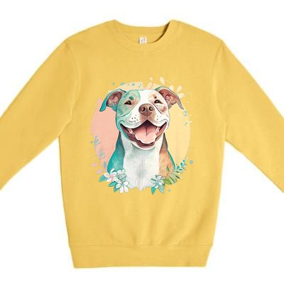 Pit Bull Mom Dog Lover Colorful Artistic Pitbull Owner Women Premium Crewneck Sweatshirt