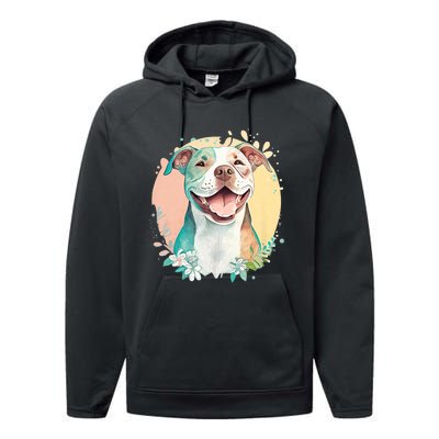 Pit Bull Mom Dog Lover Colorful Artistic Pitbull Owner Women Performance Fleece Hoodie