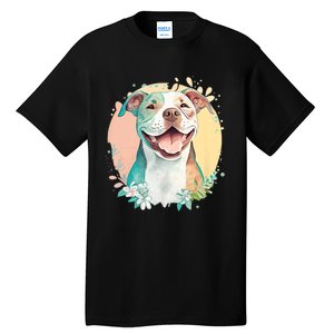 Pit Bull Mom Dog Lover Colorful Artistic Pitbull Owner Women Tall T-Shirt