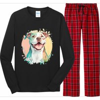 Pit Bull Mom Dog Lover Colorful Artistic Pitbull Owner Women Long Sleeve Pajama Set