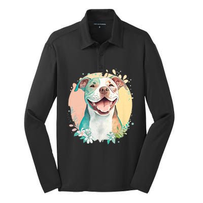 Pit Bull Mom Dog Lover Colorful Artistic Pitbull Owner Women Silk Touch Performance Long Sleeve Polo