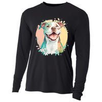 Pit Bull Mom Dog Lover Colorful Artistic Pitbull Owner Women Cooling Performance Long Sleeve Crew