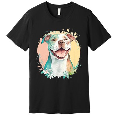 Pit Bull Mom Dog Lover Colorful Artistic Pitbull Owner Women Premium T-Shirt