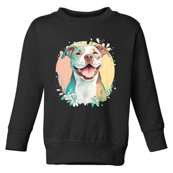 Pit Bull Mom Dog Lover Colorful Artistic Pitbull Owner Women Toddler Sweatshirt