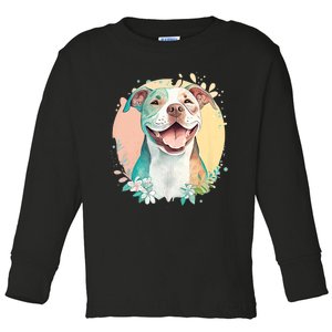 Pit Bull Mom Dog Lover Colorful Artistic Pitbull Owner Women Toddler Long Sleeve Shirt