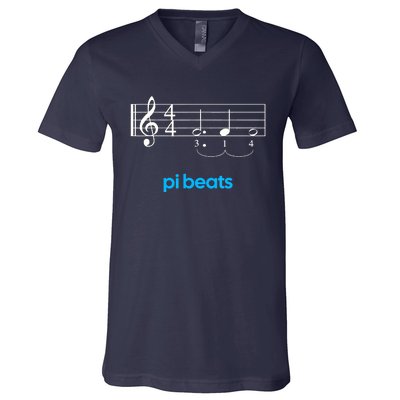 Pi Beats Math Music Pi Day 3.14 Fun V-Neck T-Shirt