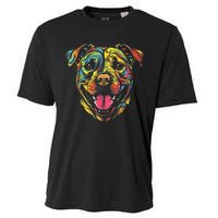 Pit Bull Mom Dog Lover Colorful Artistic Pitbull Owner Women Cooling Performance Crew T-Shirt