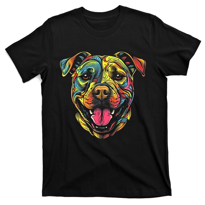 Pit Bull Mom Dog Lover Colorful Artistic Pitbull Owner Women T-Shirt