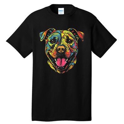 Pit Bull Mom Dog Lover Colorful Artistic Pitbull Owner Women Tall T-Shirt