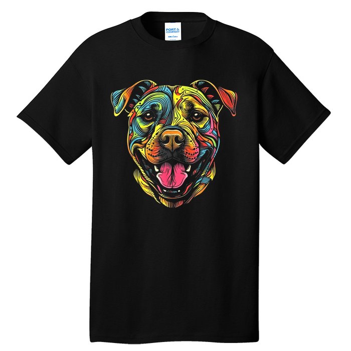 Pit Bull Mom Dog Lover Colorful Artistic Pitbull Owner Women Tall T-Shirt