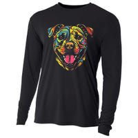 Pit Bull Mom Dog Lover Colorful Artistic Pitbull Owner Women Cooling Performance Long Sleeve Crew