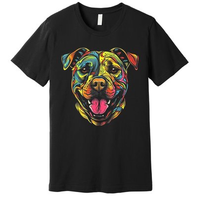 Pit Bull Mom Dog Lover Colorful Artistic Pitbull Owner Women Premium T-Shirt